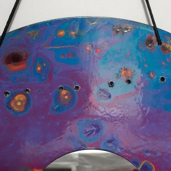 Hand Crafted Earring Jewelry Holder Painted Necklaces Vinyl Record Upcycle Wall - Picture 13 of 15